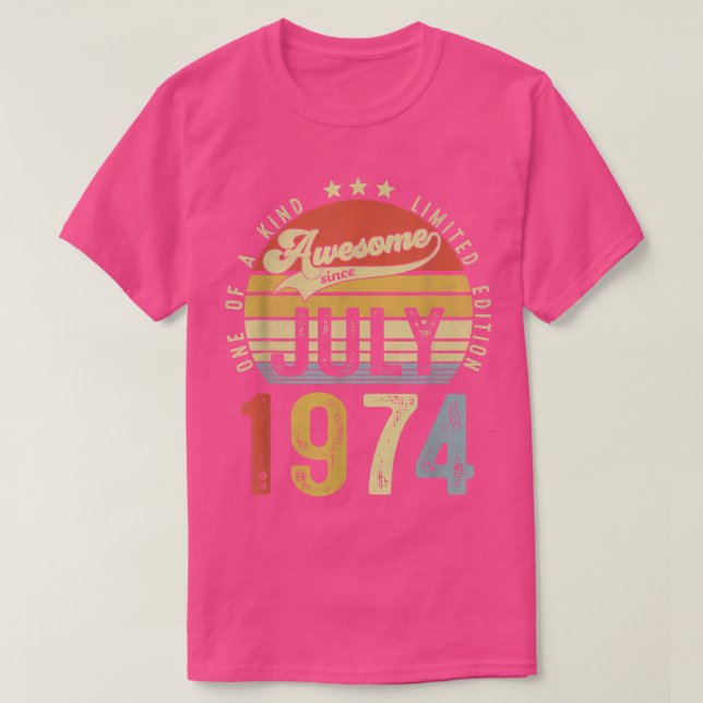 Camiseta Increíble desde julio de 1974, 48º cumpleaños de l (Diseño del anverso)