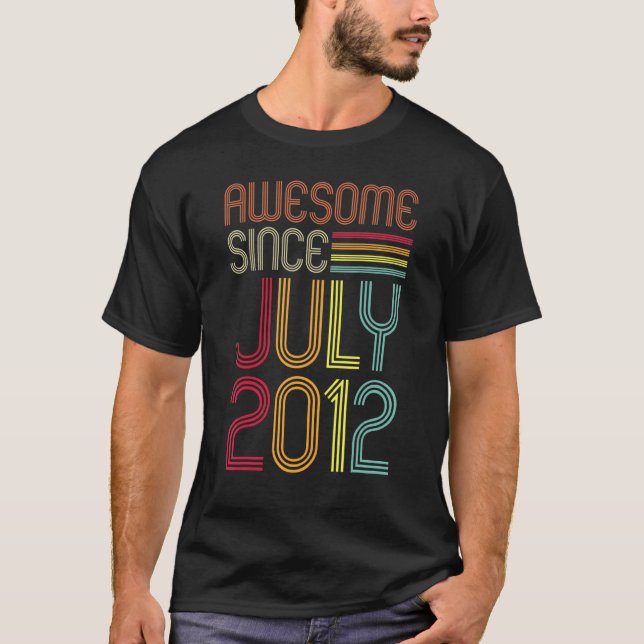 Camiseta Increíble desde julio de 2012 10 cumpleaños Retro  (Anverso)