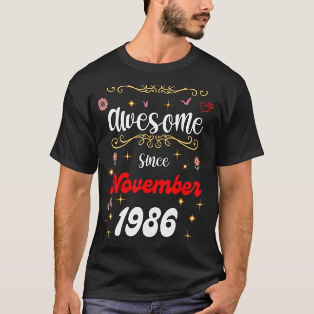 Camiseta Increíble desde noviembre de 1986, las flores y el (Anverso)