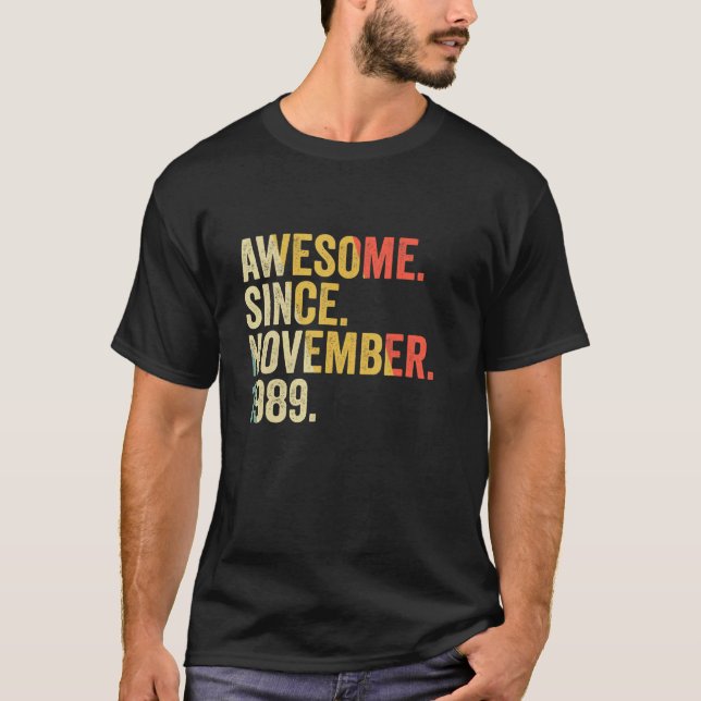 Camiseta Increíble desde noviembre de 1989 Regalos de 33 añ (Anverso)