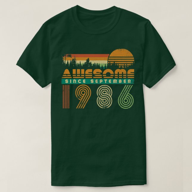 Camiseta Increíble desde septiembre de 1986 cumpleaños del  (Diseño del anverso)