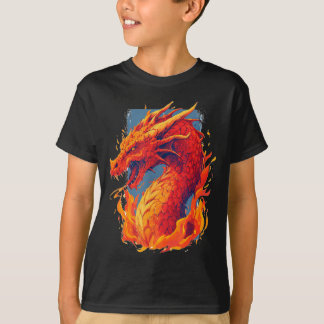 Camiseta Increíble disfraz de dragón de fuego rojo con llam