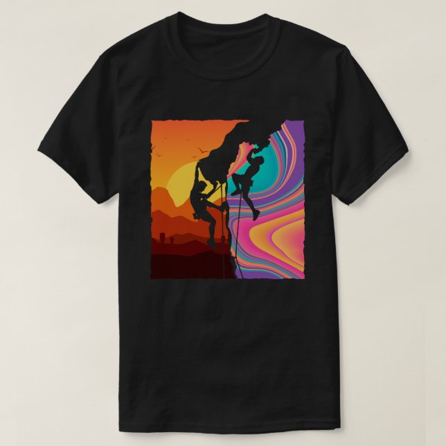 Camiseta Increíble escalada en la montaña rock de pared ret (Diseño del anverso)