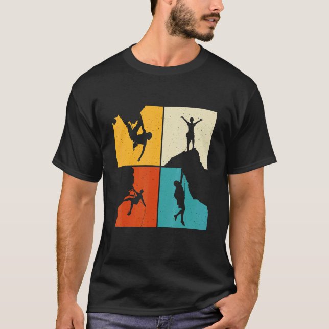 Camiseta Increíble escalada roca en montaña retro escalador (Anverso)