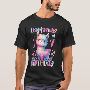 Camiseta Increíble Fiesta de Cumpleaños 7 Llama Familia Alp