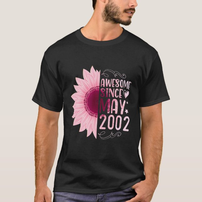 Camiseta Increíble Girasol Rosa Desde Mayo 2002 Cumpleaños  (Anverso)
