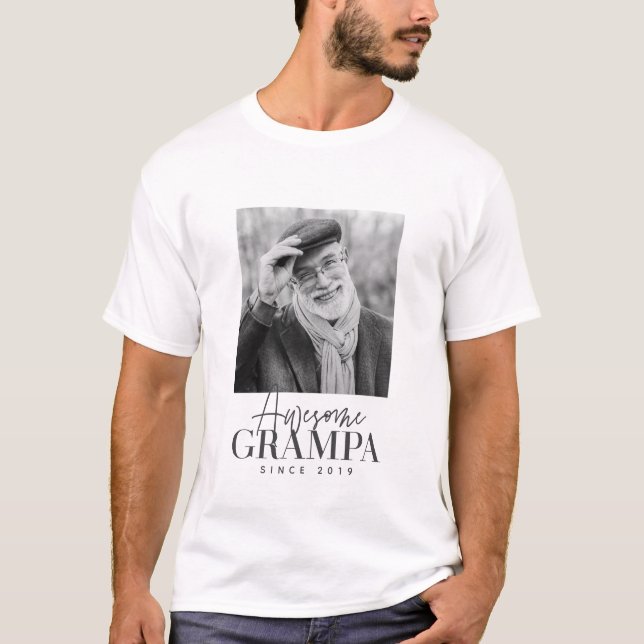 Camiseta Increíble Grampa desde 20XX Sencilla Foto Elegante (Anverso)