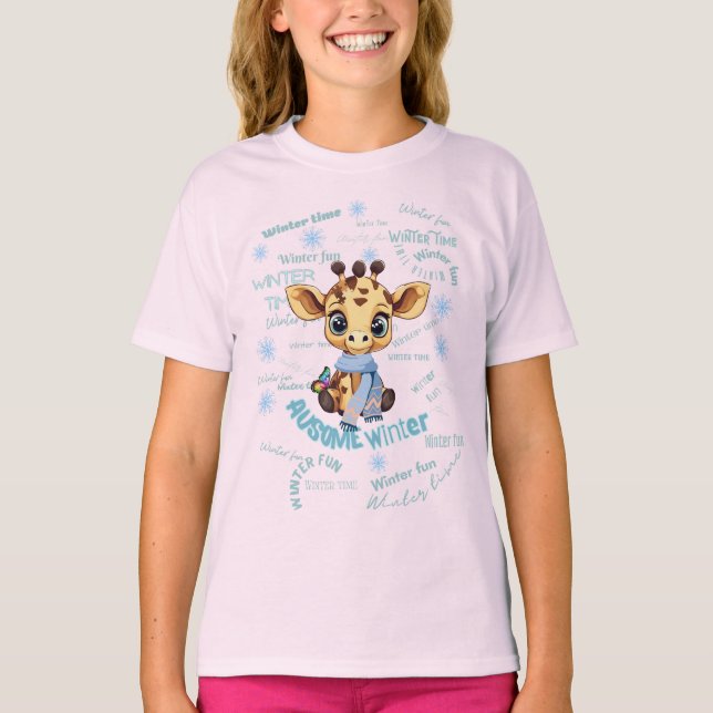 Camiseta Increíble Jirafa de Invierno – Lindo Diseño de Con (Anverso)