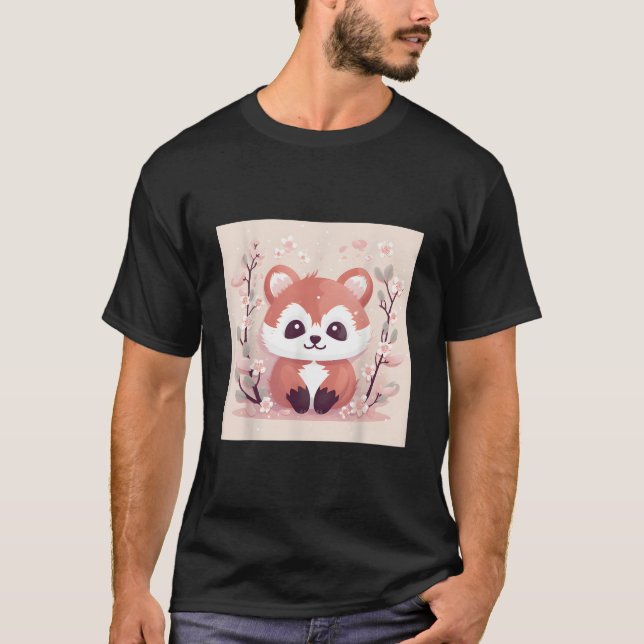 Camiseta Increíble Panda Rojo y Flor de Cerezo Ness (Anverso)