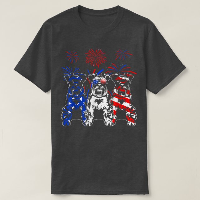 Camiseta Increíble Perro Schnauzer Bandera Estadounidense 4 (Diseño del anverso)