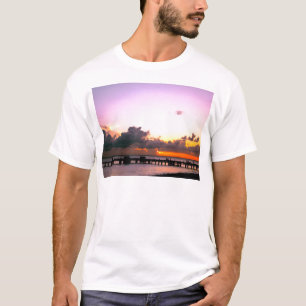 Camiseta increíble puesta de sol naranja dorada púrpura en