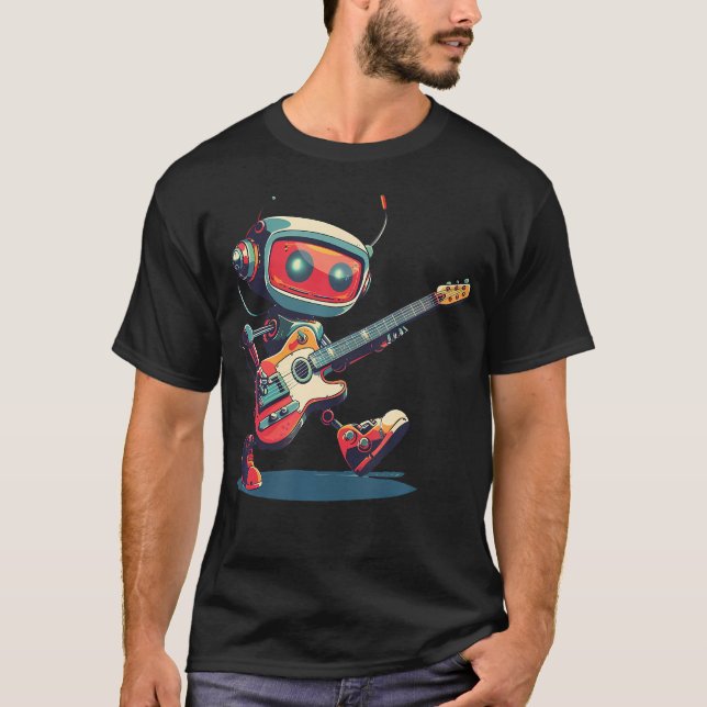Camiseta Increíble Robot que toca el Rock con Guitarra Eléc (Anverso)