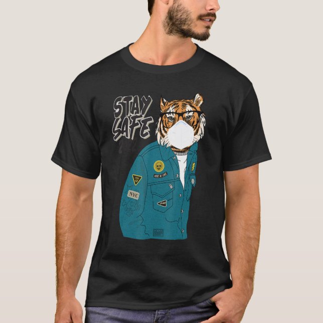 Camiseta Increíble tigre chino para mantenerse seguro masca (Anverso)