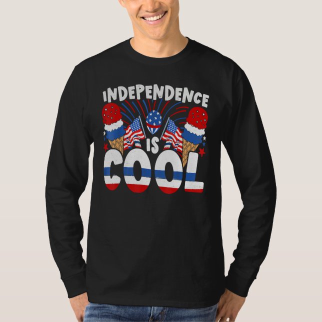 Camiseta Independence Is Cool Blue White Red Ice Cream Cone (Anverso)