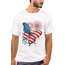 Independencia 4 de julio, mariposa blanca, roja