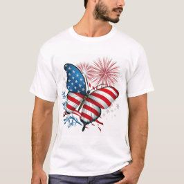 Camiseta Independencia 4 de julio, mariposa blanca, roja