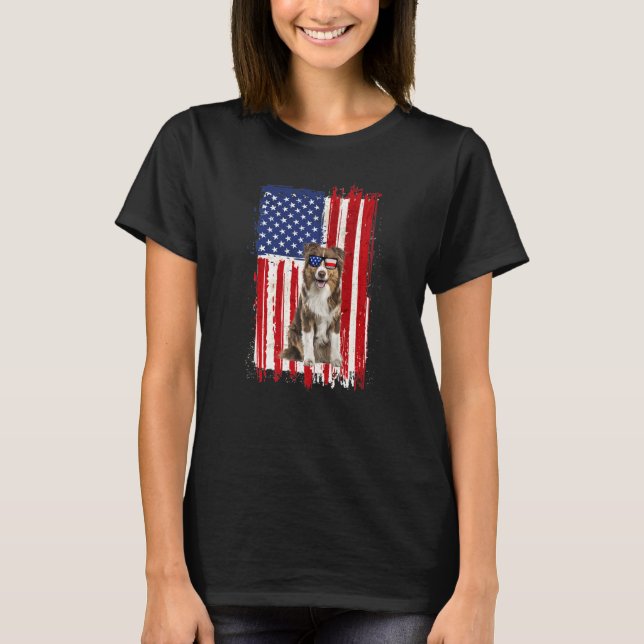 Camiseta Independencia de la Bandera Americana de Pastor Au (Anverso)