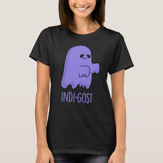 Camiseta Indi-gost Funny Halloween Indigo Ghost Pun Dark BG (Anverso)