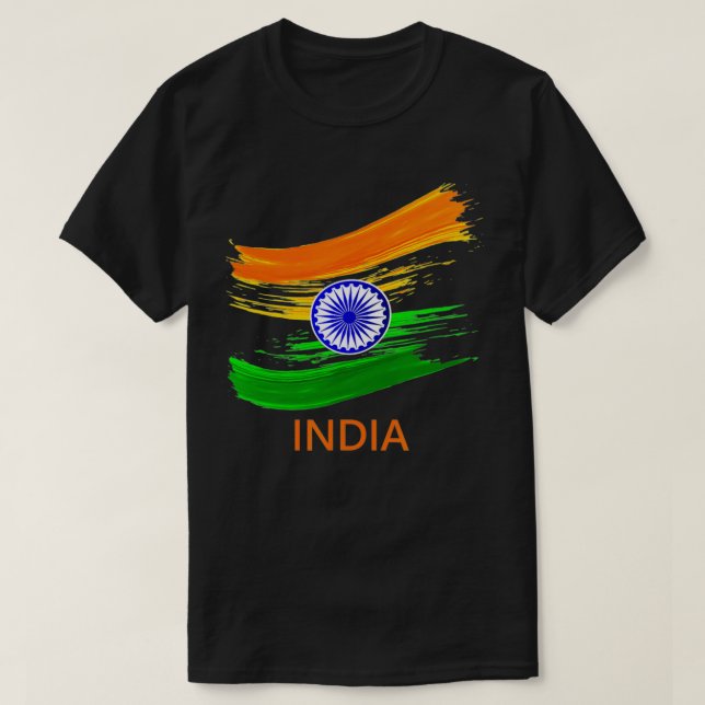 Camiseta India Bharat Bandera de ondeo india (Diseño del anverso)