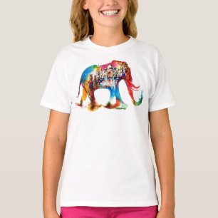 Camiseta India Elephant Vintage: acuarela de amor