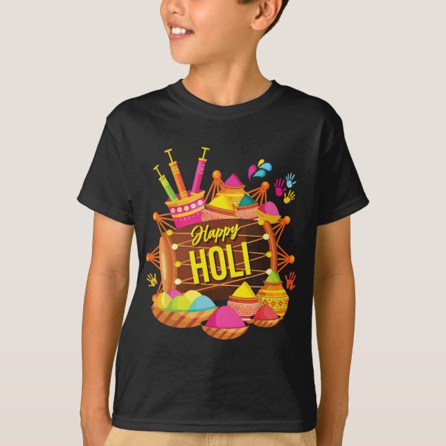 Camiseta India: Festival de Holi Polvo 2022 Colores hindúes (Anverso)