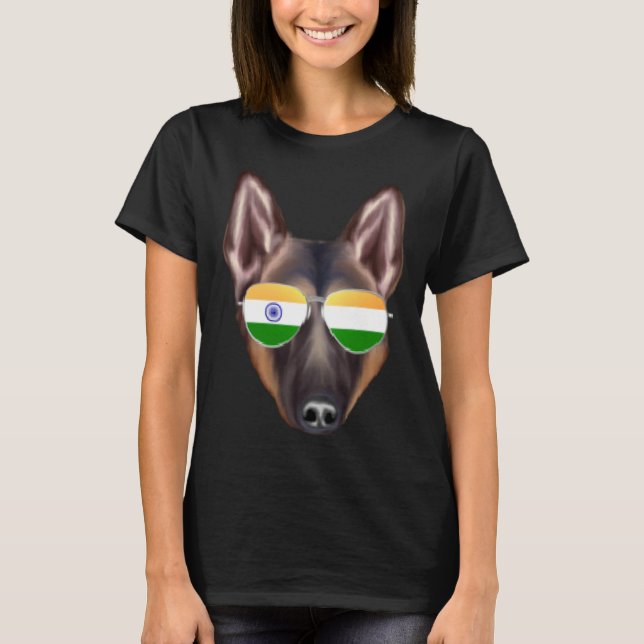Camiseta India Flag Belgian Tervuren Dog India Pocket (Anverso)