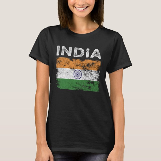 Camiseta India Flag Distressed  Men Women Kids  Indian Flag (Anverso)