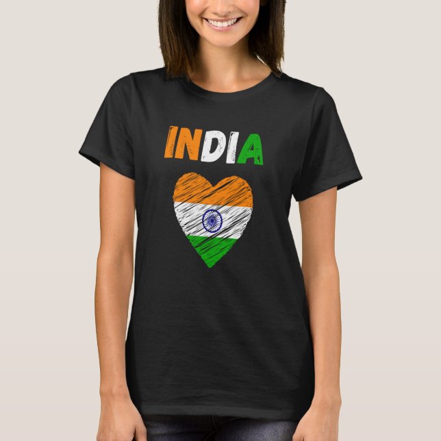 Camiseta India Flag Holiday India Heart Indian Flag (Anverso)