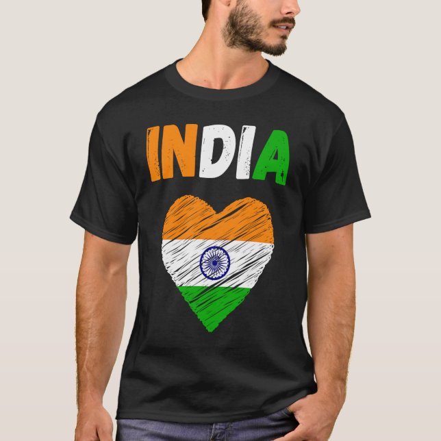 Camiseta India Flag Holiday India Heart Indian Flag (Anverso)