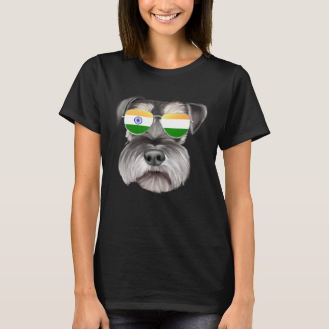 Camiseta India Flag Miniature Schnauzer Dog India Pocket (Anverso)