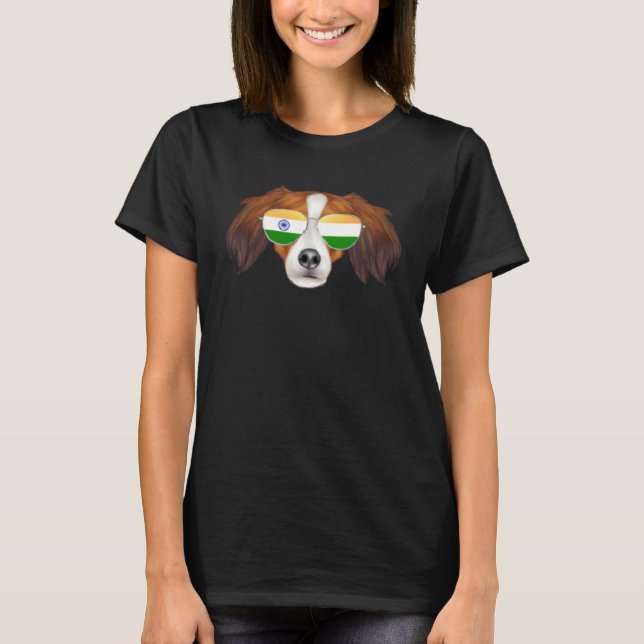 Camiseta India Flag Nederlandse Kooikerhondje Dog India Poc (Anverso)