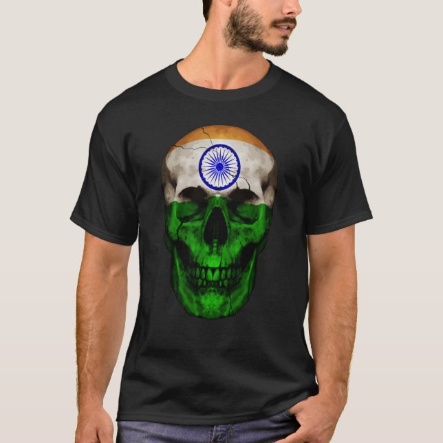 Camiseta India Flag Skull Indian Roots Proud Patriotic (Anverso)