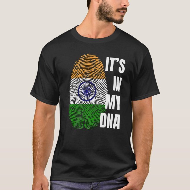 Camiseta India: huella digital del Adn de la bandera india (Anverso)