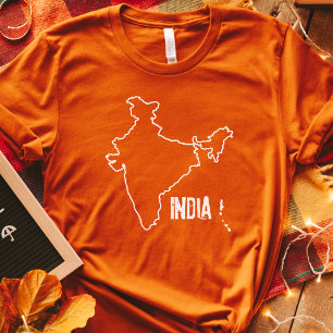 Camiseta India: Mapa del país forma frontera nacional india