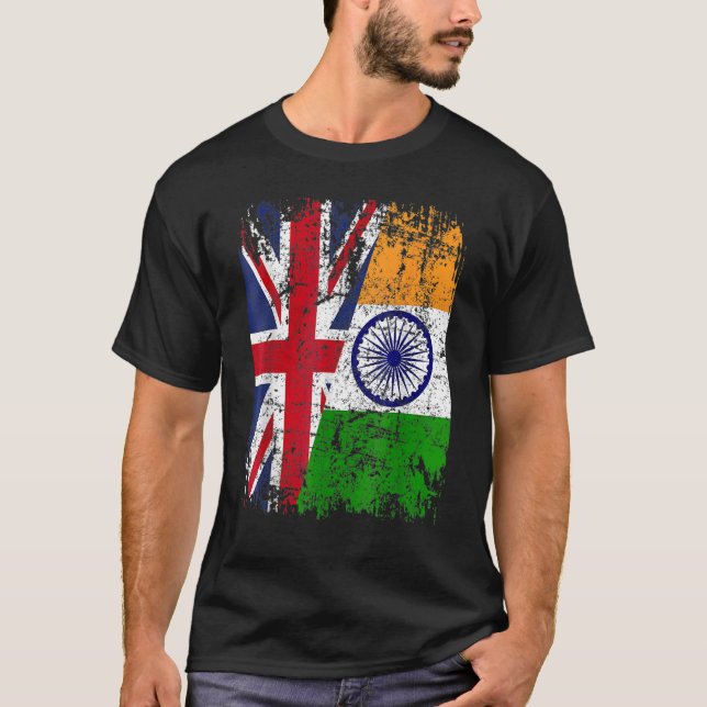 Camiseta INDIA Media GRAN BRETAÑA Bandera de Amistad Reino  (Anverso)