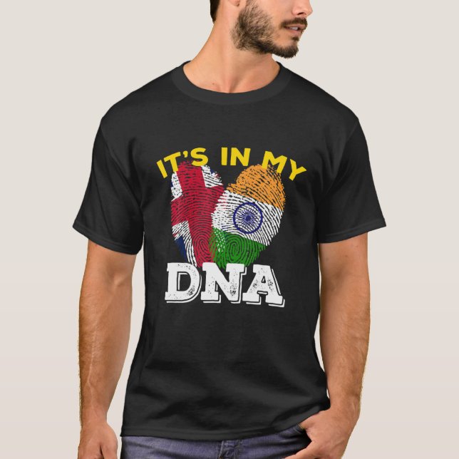 Camiseta India Orgullosa Día de la Bandera Hindi ADN Ashoka (Anverso)