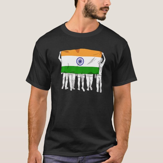 Camiseta India Orgullosa Día de la Bandera Hindú Ashok Chak (Anverso)