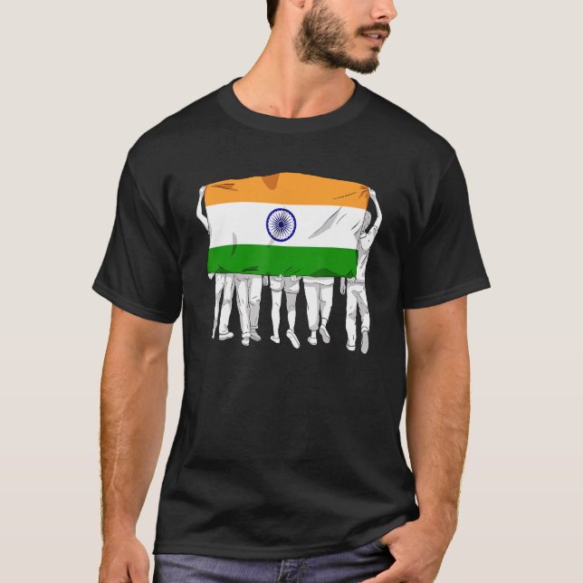 Camiseta India Orgullosa Día de la Bandera Hindú Ashok Chak (Anverso)