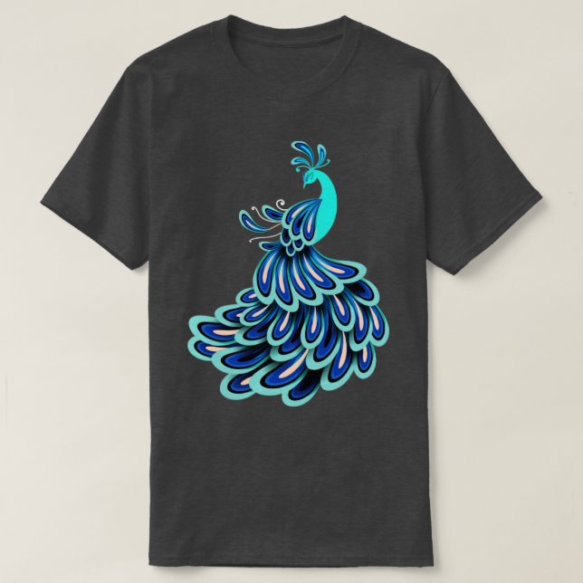 Camiseta India Pavo Real de Pájaro Ornamental (Diseño del anverso)