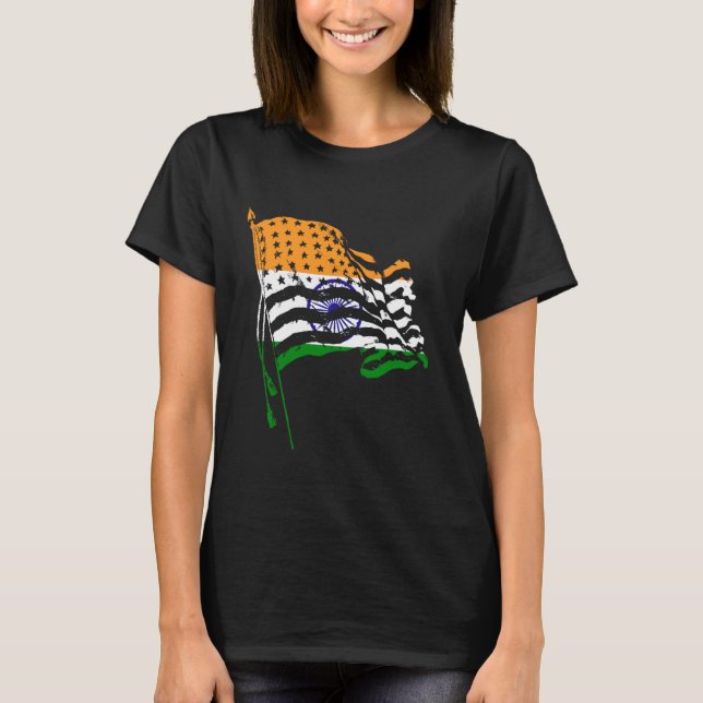 Camiseta India roza la bandera de los Estados Unidos (Anverso)