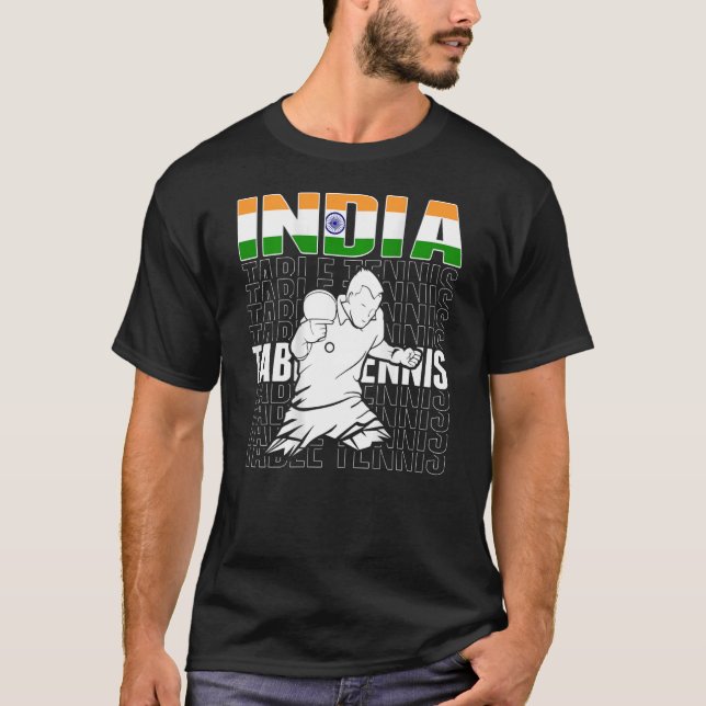 Camiseta India: Tenis de mesa apoya al equipo indio de ping (Anverso)