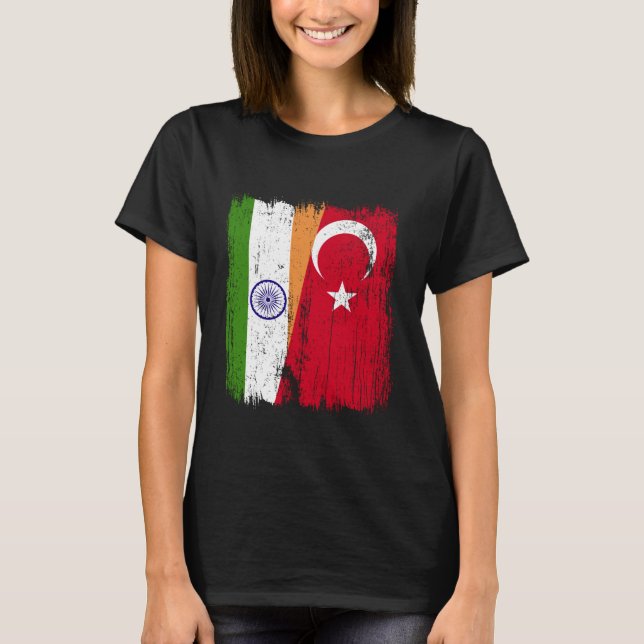 Camiseta India Turkey Half Flag Turkiye Indian Turkish Heri (Anverso)