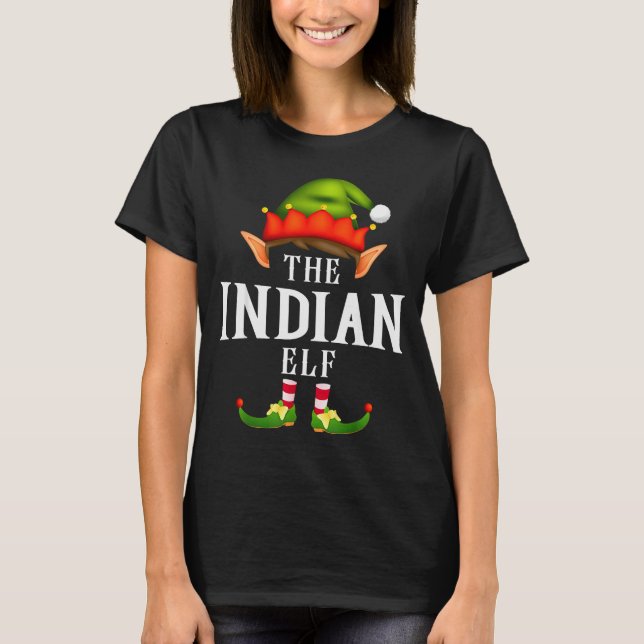 Camiseta Indian Elf Group Funny Christmas Pajama Party  (Anverso)