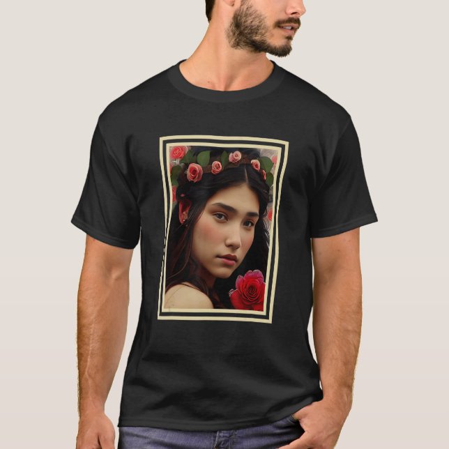 Camiseta Indian Native American Young Princess and Roses No (Anverso)