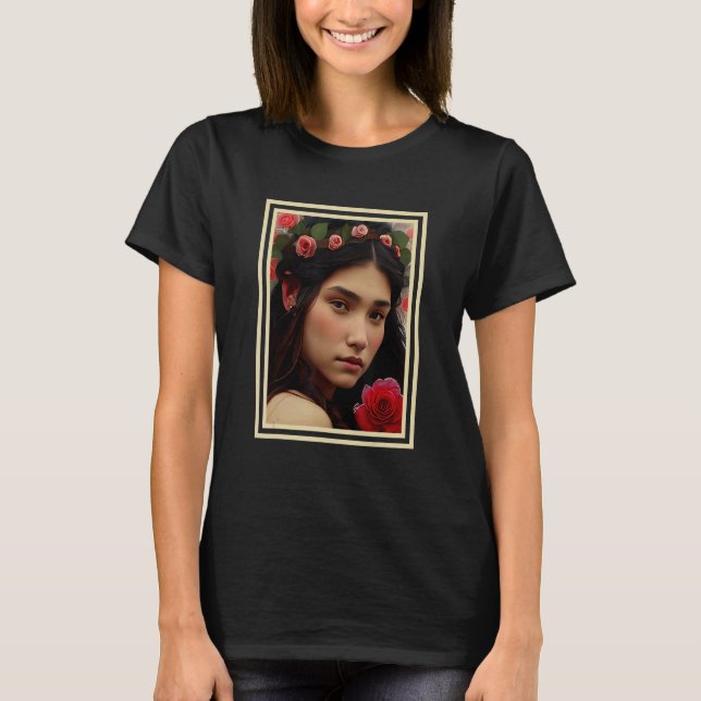 Camiseta Indian Native American Young Princess and Roses No (Anverso)