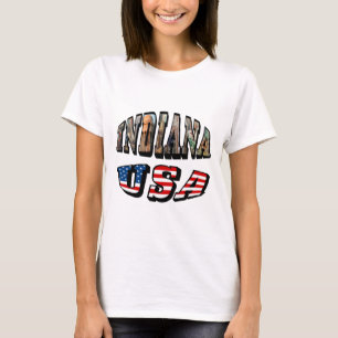 Camiseta Indiana Bandera de Estados Unidos y foto de estado
