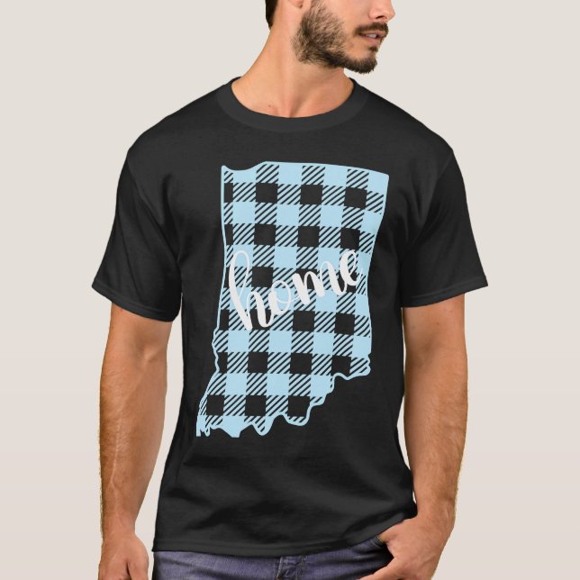 Camiseta Indiana Buffalo Plaid Home State Country Blue West (Anverso)