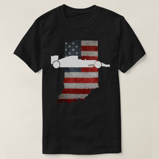 Camiseta Indiana Estado de bandera estadounidense con raza (Diseño del anverso)
