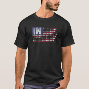 Camiseta Indiana Estado Hogar con Bandera Estadounidense Go