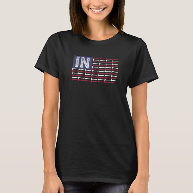 Camiseta Indiana Estado Hogar con Bandera Estadounidense Go (Anverso)